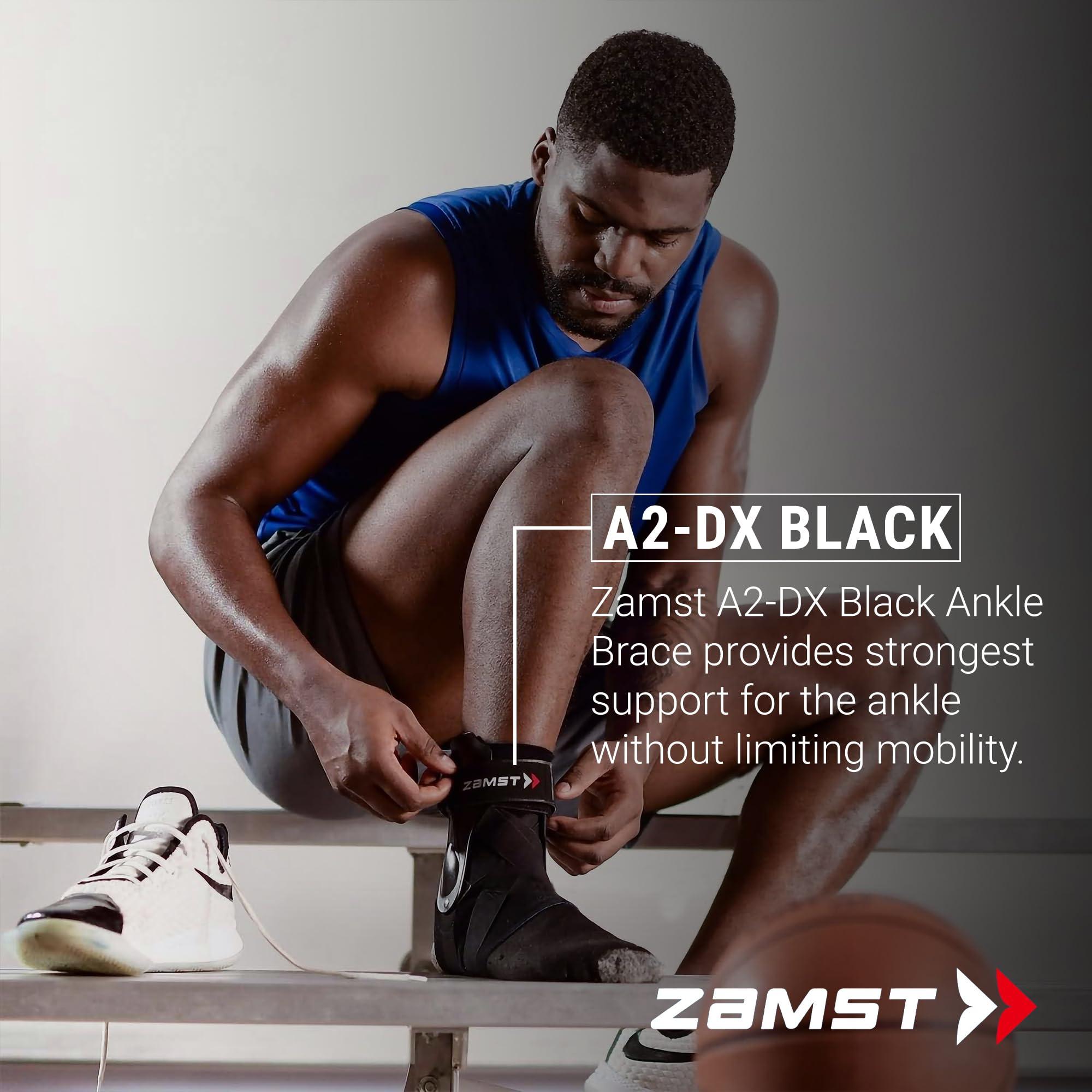 Zamst Zamst A2-DX Black Ankle Brace for Sports - Breathable Sports Ankle Support for Men and Women with Guard Stabilisers for High-Grade Ankle Sprain - Left, XLarge