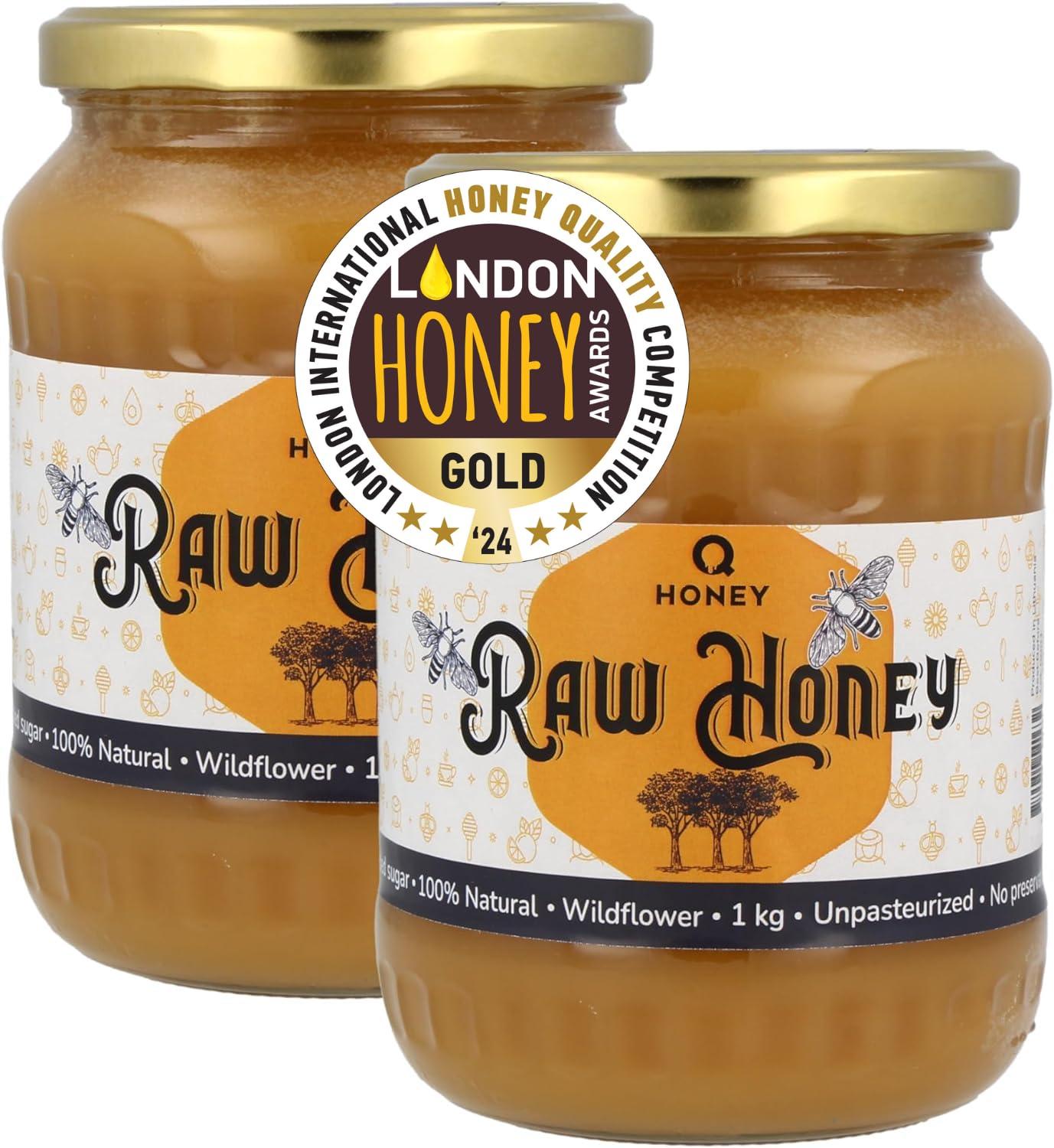 Q honey Pure Raw Honey 1kg Natural Unpasteurised Unfiltered Unheated Forest honey Wildflower Honey
