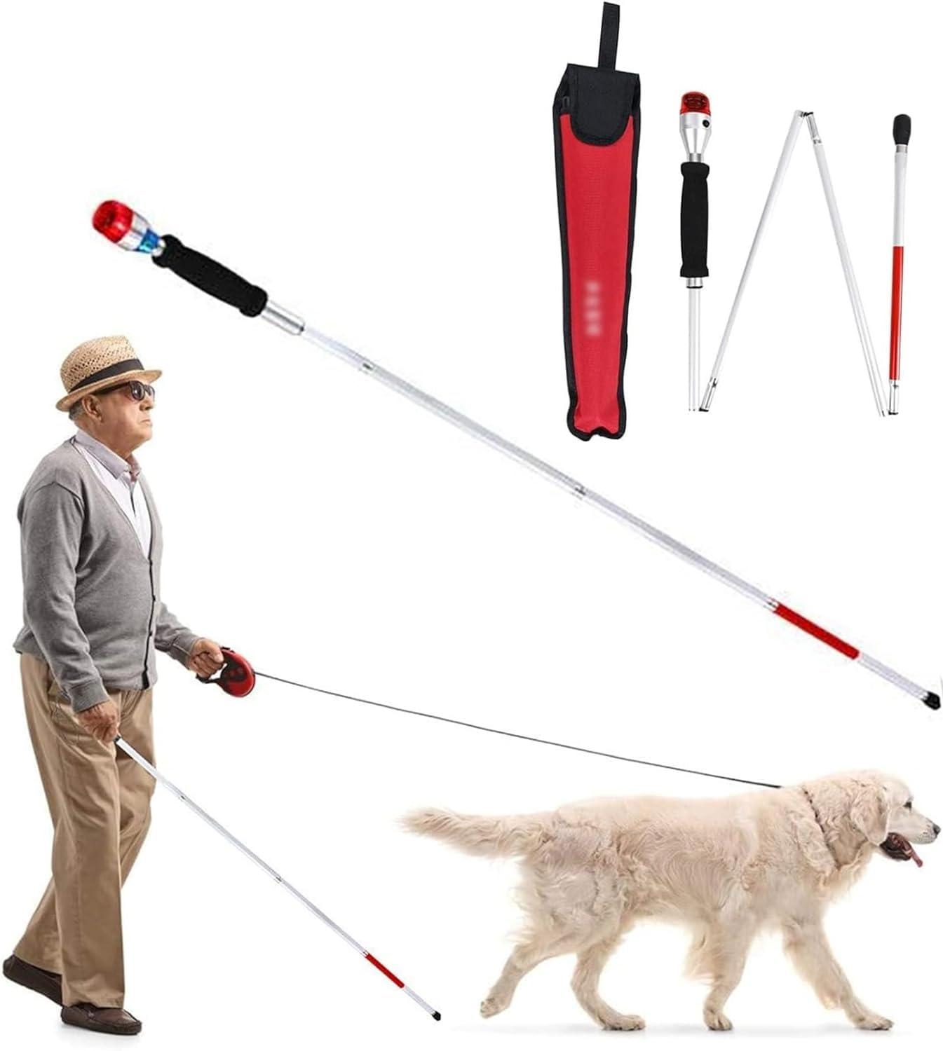 SEIBES Folding Blind Cane, Smart Voice Cane for The Blind And Elderly, Aluminium Alloy Folding Walking Stick, 132cm/52in Electronic Blind Cane