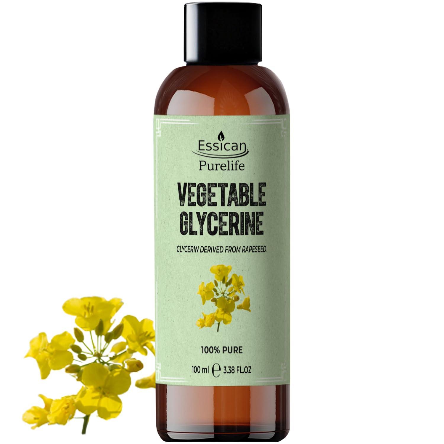 Essican Purelife Vegetable Glycerin for Skin 100ml Vegetable Glycerin for Hair and Face, Glycerine Liquid, Pure Glycerine for Skin, Liquid Glycerin for Skin, Vegetable Glycerine, Glycerin Oil, Pure Glycerine