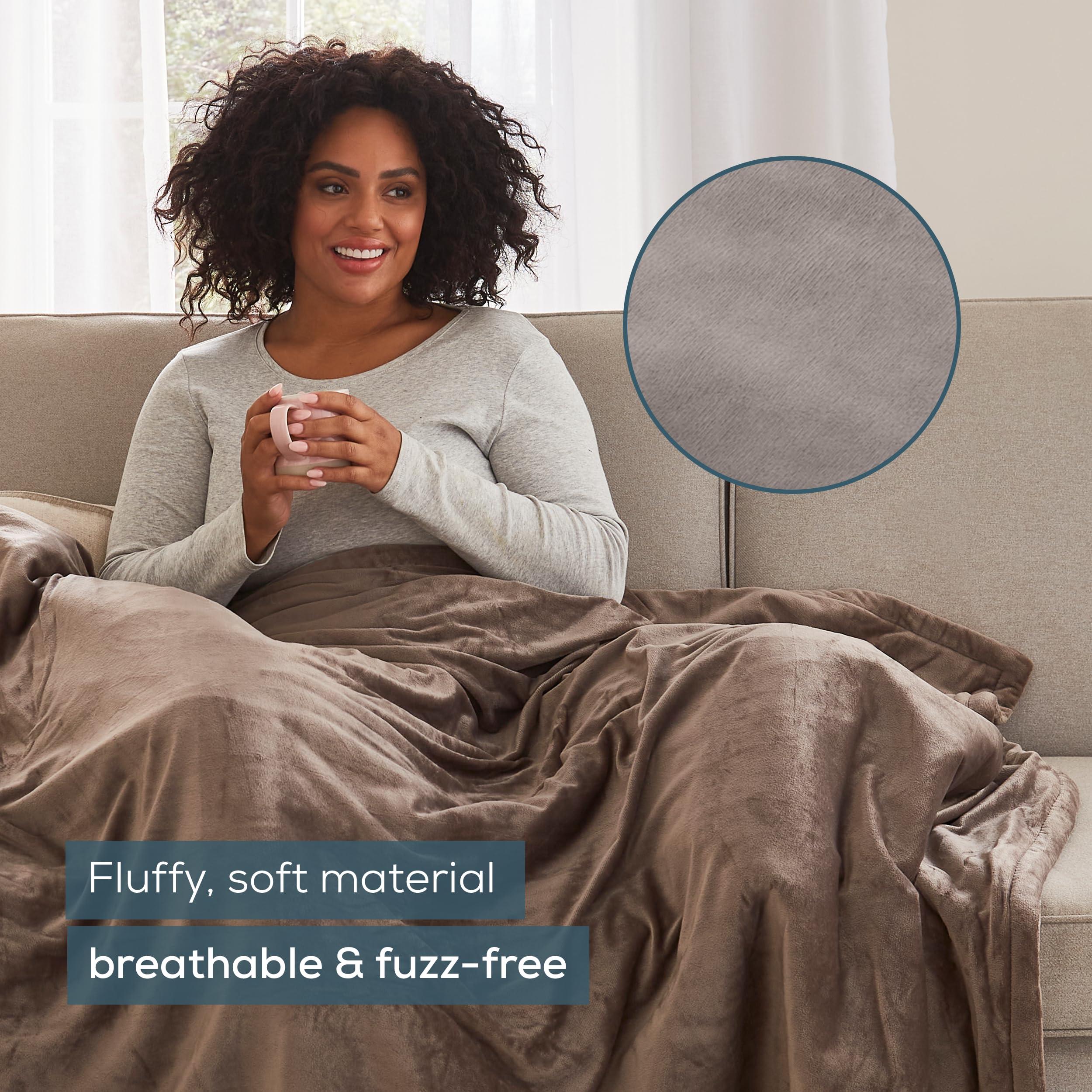 Beurer Beurer HD75 Electric Blanket with 6 Temperature Settings, Soft Heated Throw for Cosy Sofa Nights, Automatic Switch-Off & Safety System, Machine-Washable, Taupe, 180 x 130 cm, 100 watts