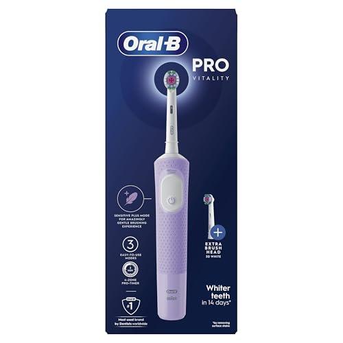 Oral-B Oral-B Vitality Pro Electric Toothbrushes For Adults,1 Handle, 2 Toothbrush Heads, 3 Brushing Modes Including Sensitive Plus, 2 Pin UK Plug, Purple