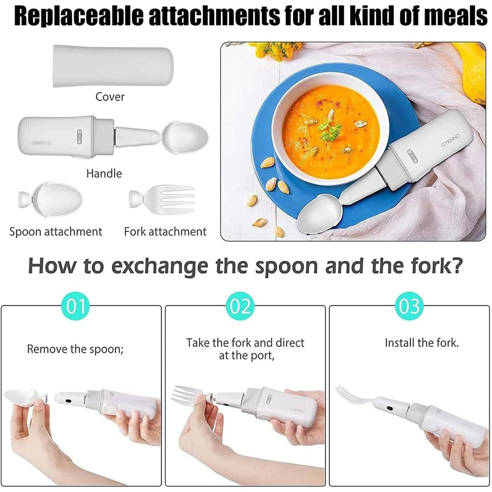 FreshCart Basics Tremor Spoon for Parkinson Patients - Self Stabilizing Adaptive Spoon for Elderly with Arthritis - Smart Spoon for Parkinson's and Tremors