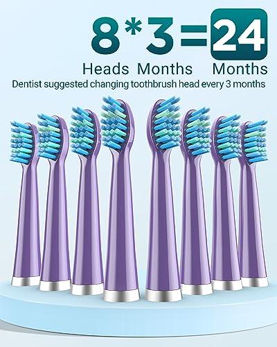 COULAX Sonic Electric Toothbrush for Adults and Kids - Sonic Toothbrushes with 8 Tooth Brush Replacement Head and 5 Brushing Modes, 120 Days of Use with 3-Hour Fast Charge, 2 Minute Smart Timer