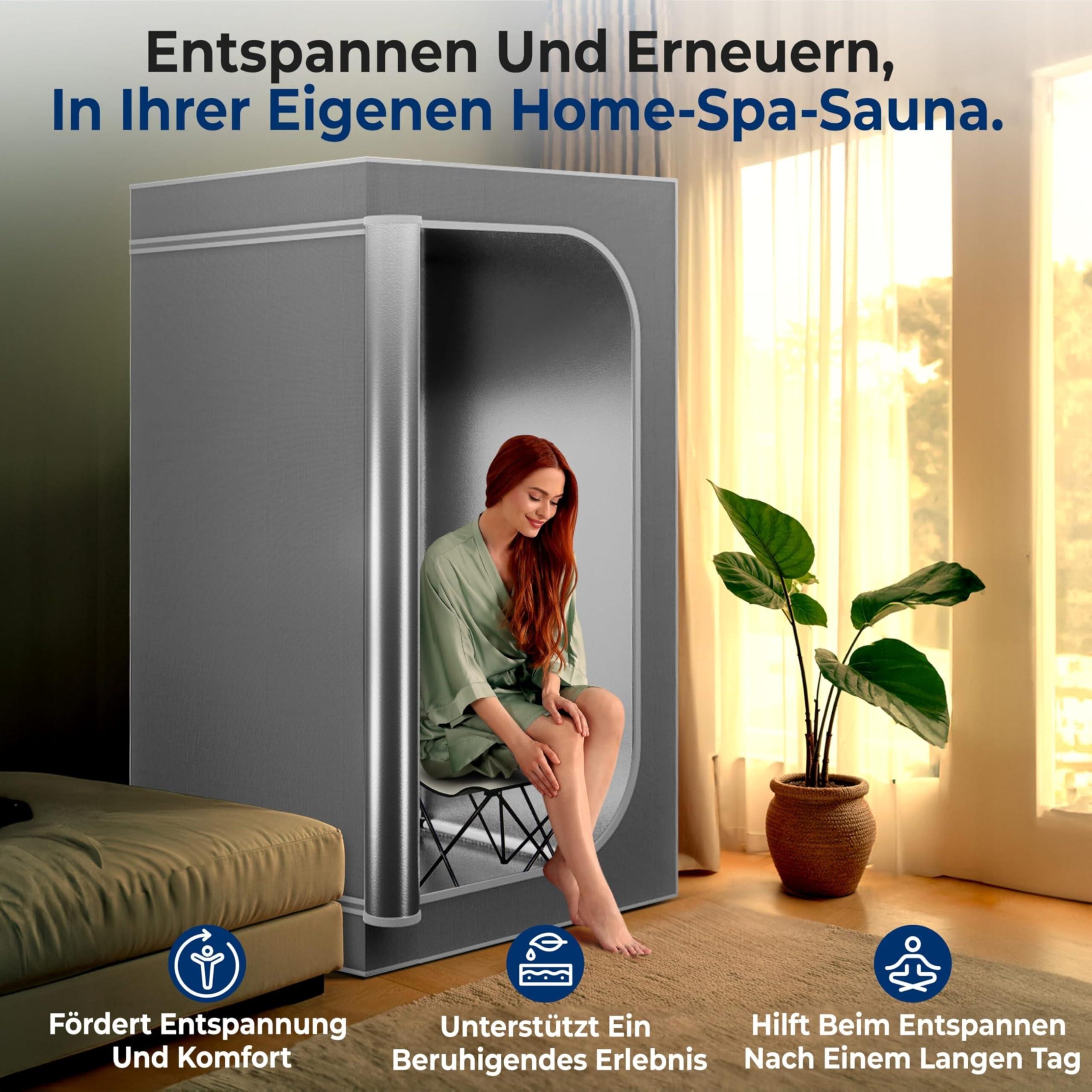 SereneLife SereneLife Portable Sauna, Full Size Infrared Home Spa, indoor sauna tent, steam room, home sauna tent, steam sauna tent, One Person Sauna box for home, with Free Heating Foot Pad and Portable Chair