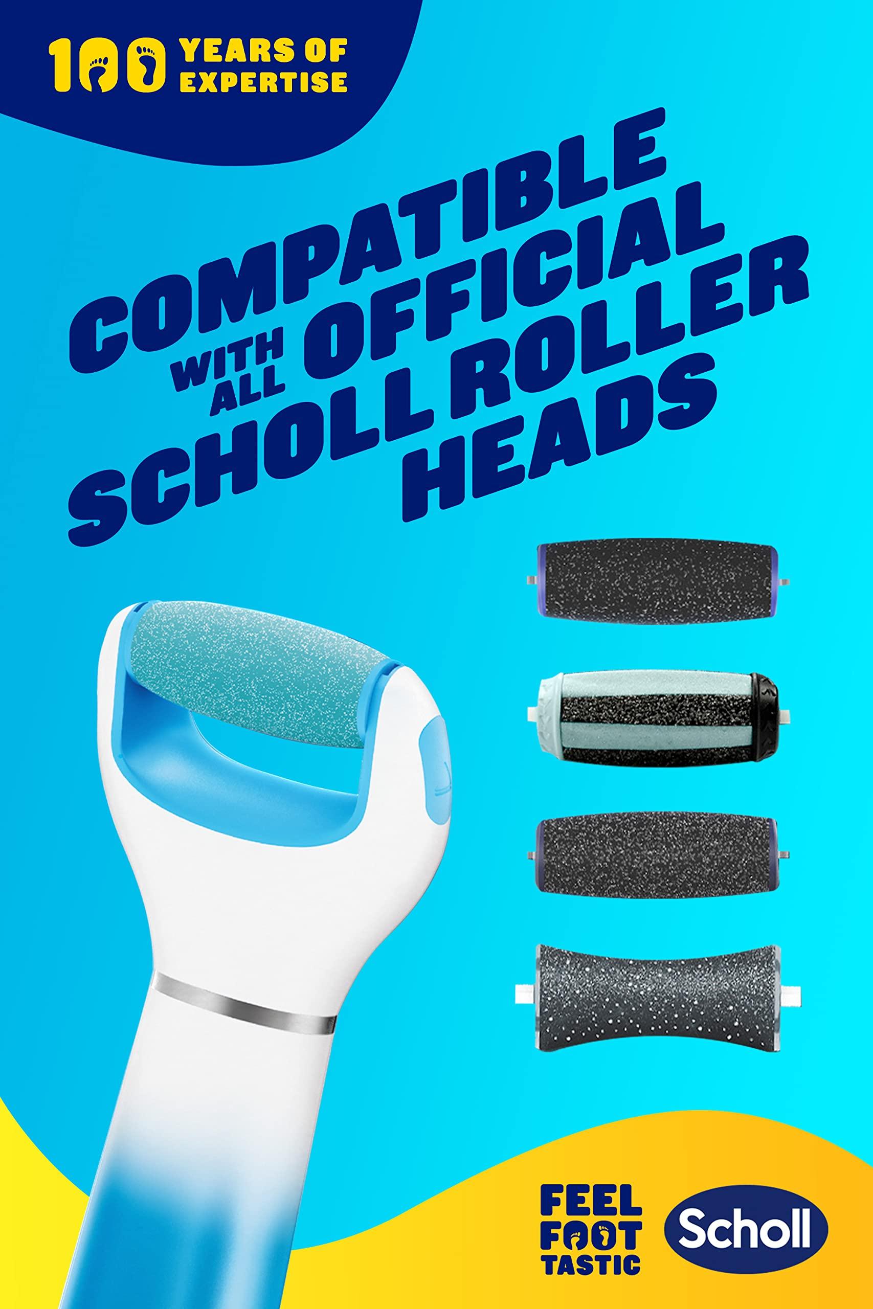 Scholl Scholl Velvet Smooth Electric Foot File with Cracked Heel Refill - Pedicure Foot File for Hard Skin and Callus Removal, Includes Velvet Smooth Roller and Cracked Heel Roller