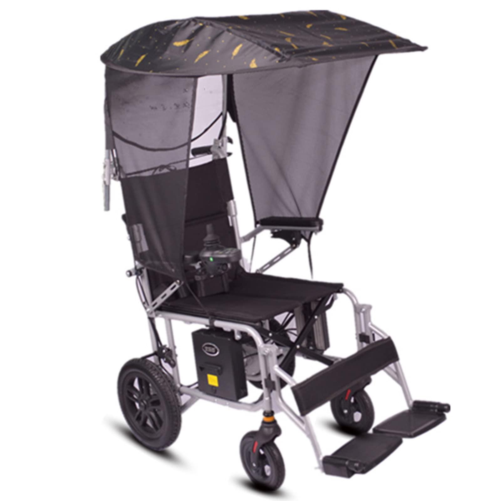 QiuShuiDr Universal Electric Wheelchair Parasol, Adjustable Outdoor Awning Umbrella Holder, UV Resistant Protection, Wheelchair Folding Canopy Umbrella Stand For Most Wheelchairs QiuShuiDr(Summer,Wheelchair wit