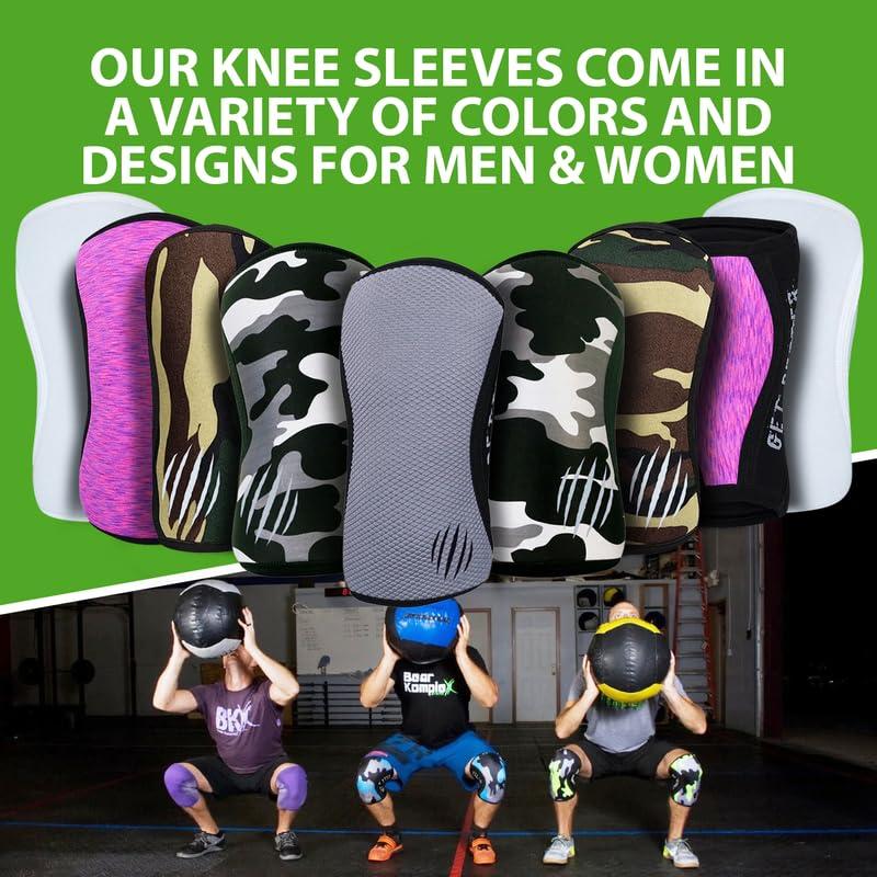 Bear KompleX Bear KompleX Compression Knee Sleeves, Fitness & Support for Workouts & Running. Sold in Pairs-Cross-fit Training, Weightlifting, Wrestling, Squats & Gym Use. 5mm&7mm Thick, Multicolor Options