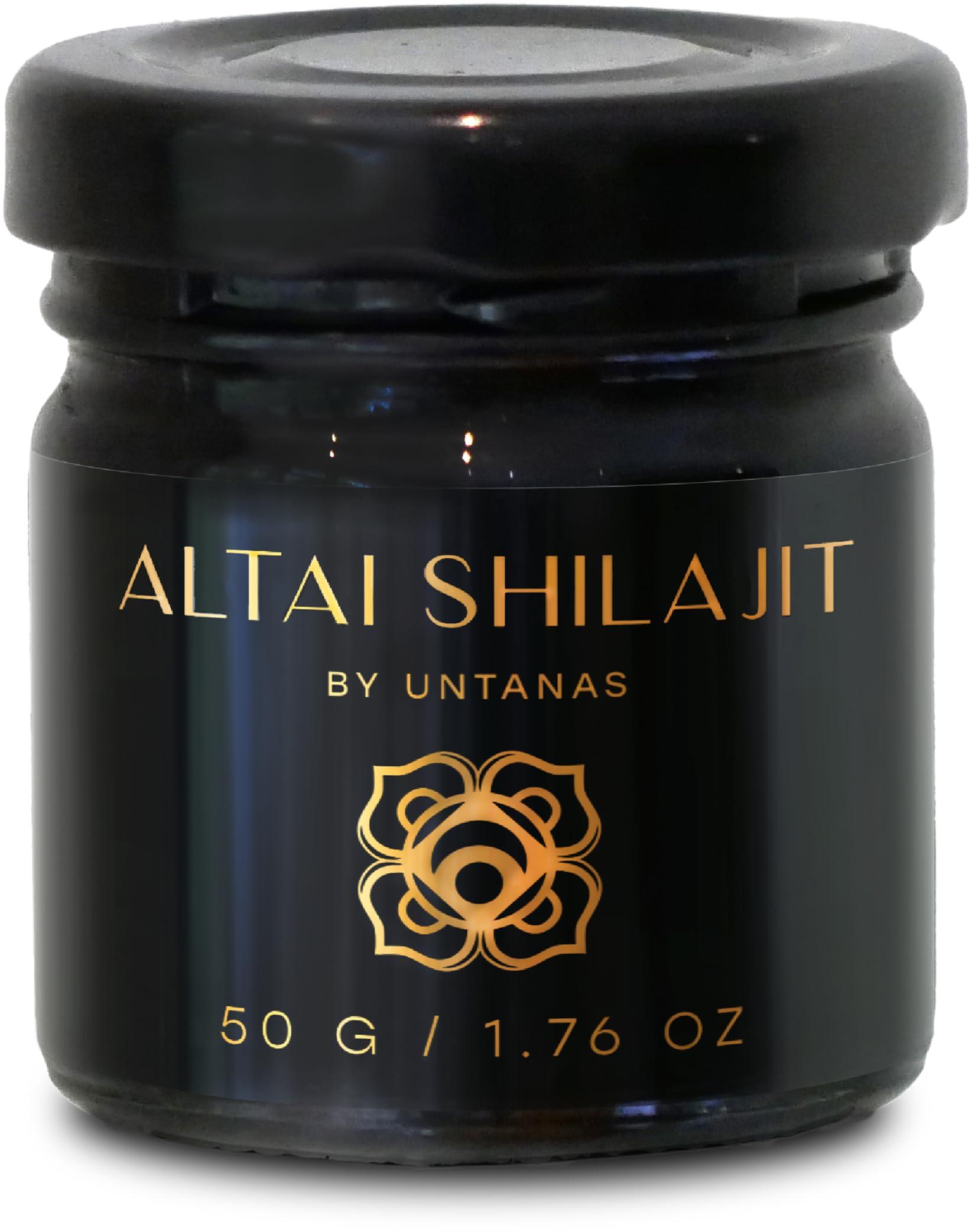 UNTANAS Altai Shilajit Resin - 50g Pure Shilajit - Gold Grade Shilajit - 6 Months Supply - for Vitality & Mental Clarity - Authentic Extraction Method - Fulvic Acid + Humic Minerals