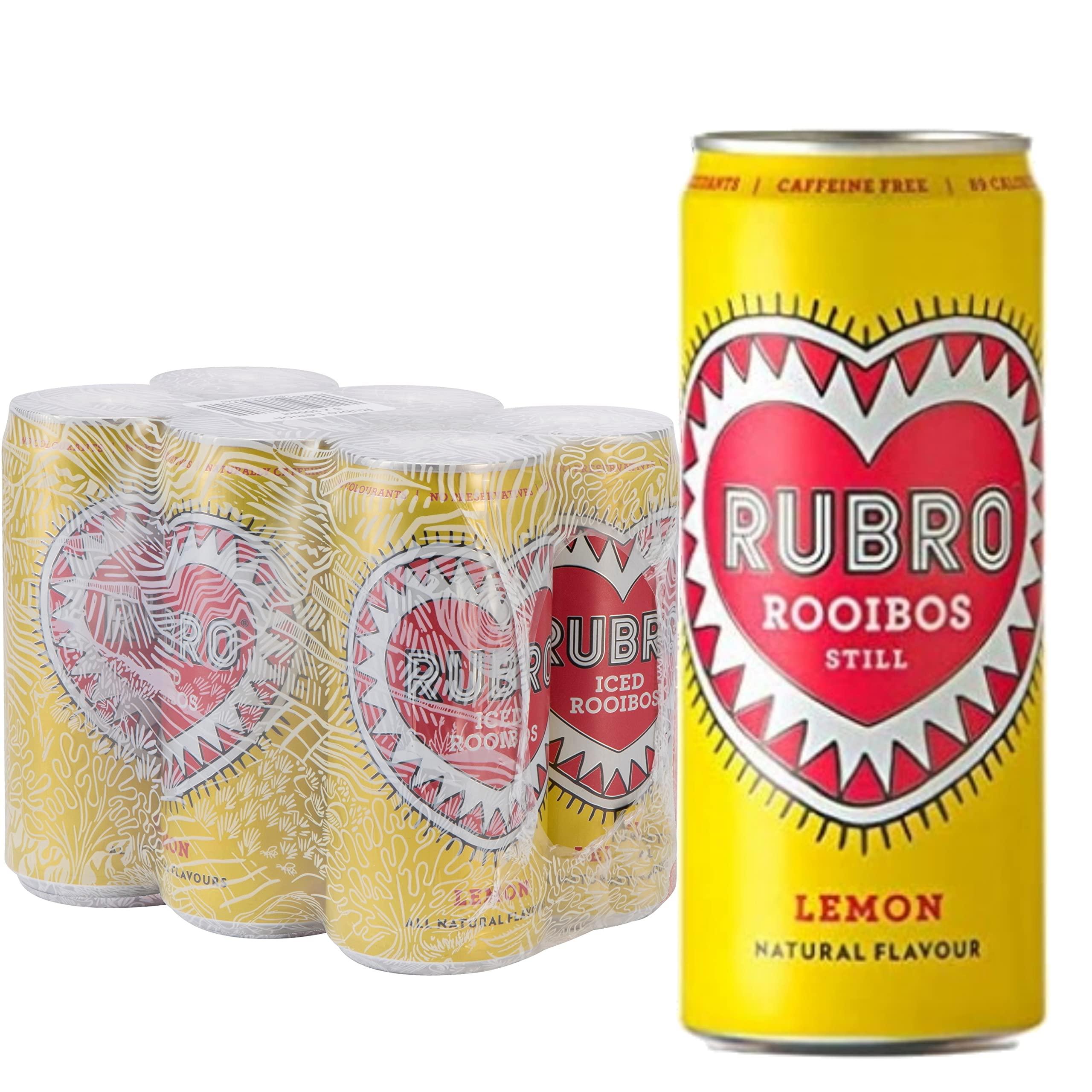 Rubro Rubro - Lemon Rooibos - 6 Can Multipack - 300ml - Still, Soft Drink - Lemon Tea Drink - Fruit Flavoured Iced Tea - Bulk Soft Drinks