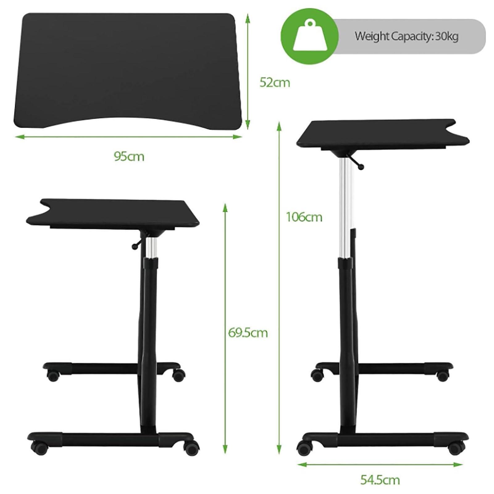 YMJKXF YMJKXF Over-Bed Tables, Compact Pneumatic Sit to Stand Up Computer Desk w/Lockable Wheels Ergonomic Rolling Laptop Table w/Steel Frame