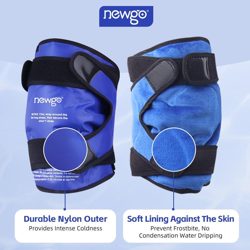 NEWGO NEWGO Ice Pack for Knee Replacement Surgery, Reusable Gel Cold Pack Knee Ice Pack Wrap Around Entire Knee for Knee Injuries, Knee Ice Wrap for Pain Relief, Swelling, Bruises (Blue)