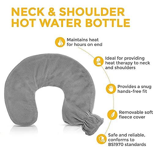 BcofoA Neck hot Water Bottle, a hot Water Bottle Used to Relieve Neck Pain, a Cordless Heating Neck Brace That relieves Stiffness, with a Plush Cover That can be Washed. (Color : Gray)