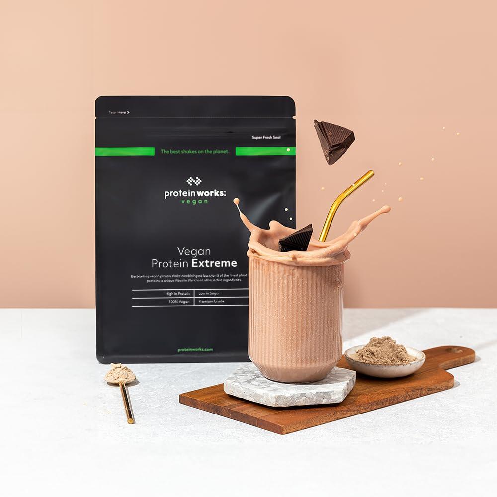 Protein Works Protein Works - Vegan Protein Extreme , Added Vitamin Blend , Vegan Protein Powder , Plant Based Protein Shake , 28 Servings , Salted Caramel Bandit , 1kg