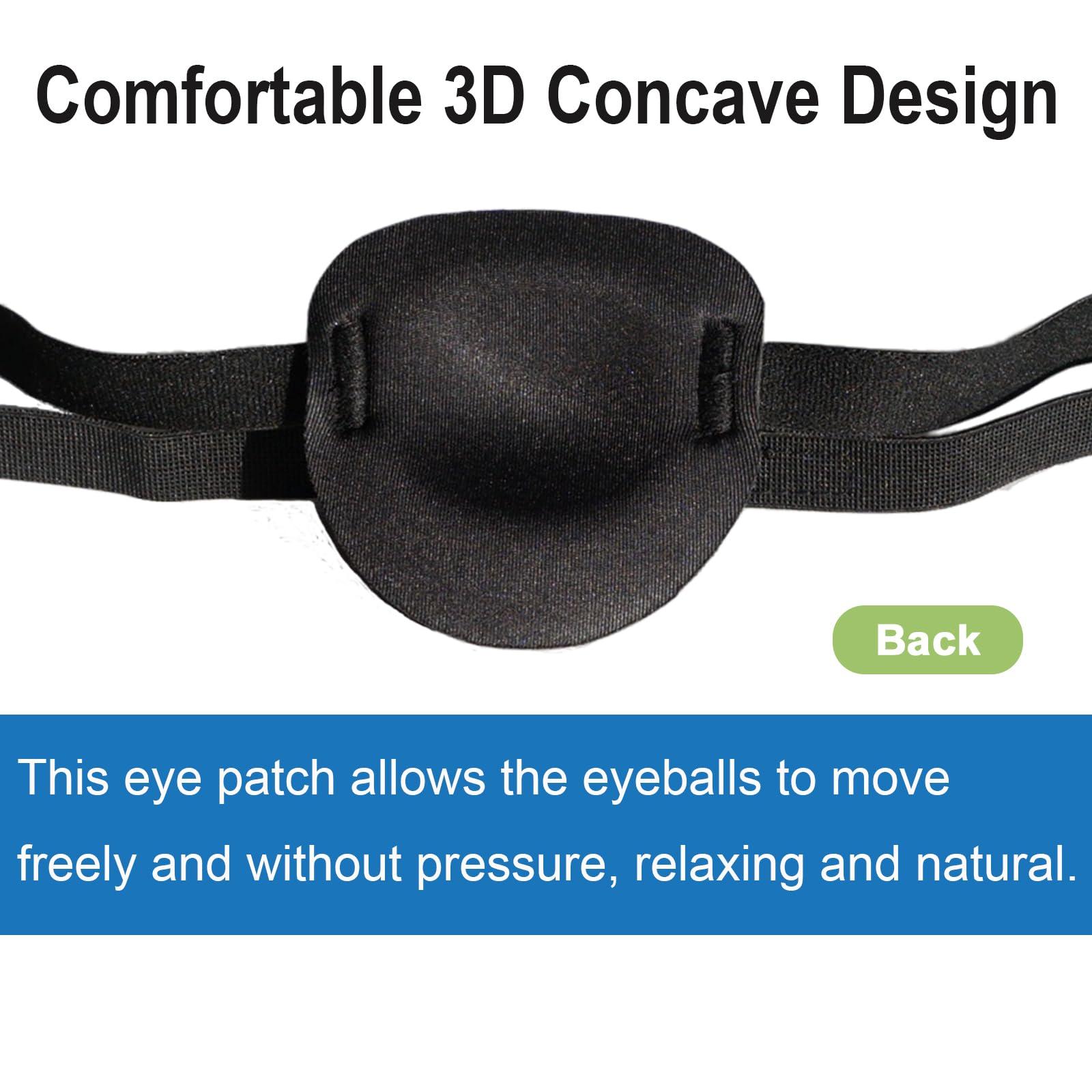 RIKEYO RIKEYO 2 Pcs Eye Patches,Eye Patch for Adults,3D Medical Adjustable Eyepatch for Right or Left Eye,One Eye Cover for Lazy Eye,Pirate Costume(Black)