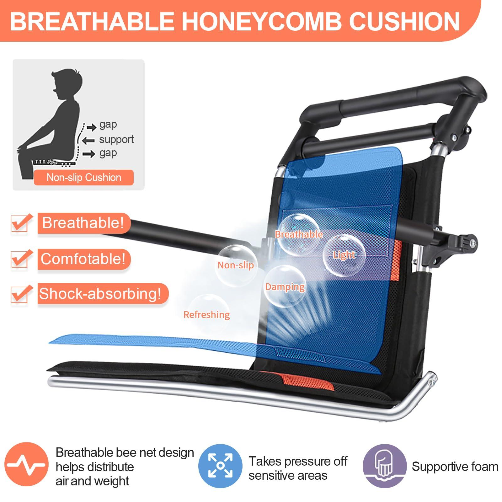 FreshCart Basics Lightweight Wheelchair, Portable Foldable Wheelchairs, Hand Brake Aluminum Alloy Ultra Lightweight Travel Wheelchair, for Adults Children