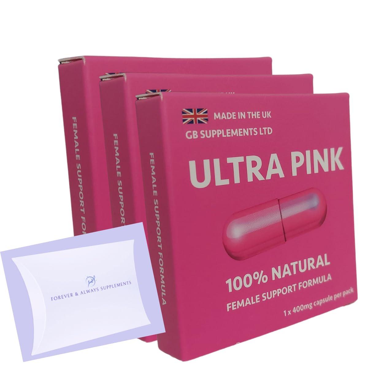 Forever & Always Supplements 3 x Ultra Pink 400mg Sex Tablets for Women Bundle! 100% Natural Female Libido, Sex Drive & Enhancement Supplement! Contains Maca, Ginseng