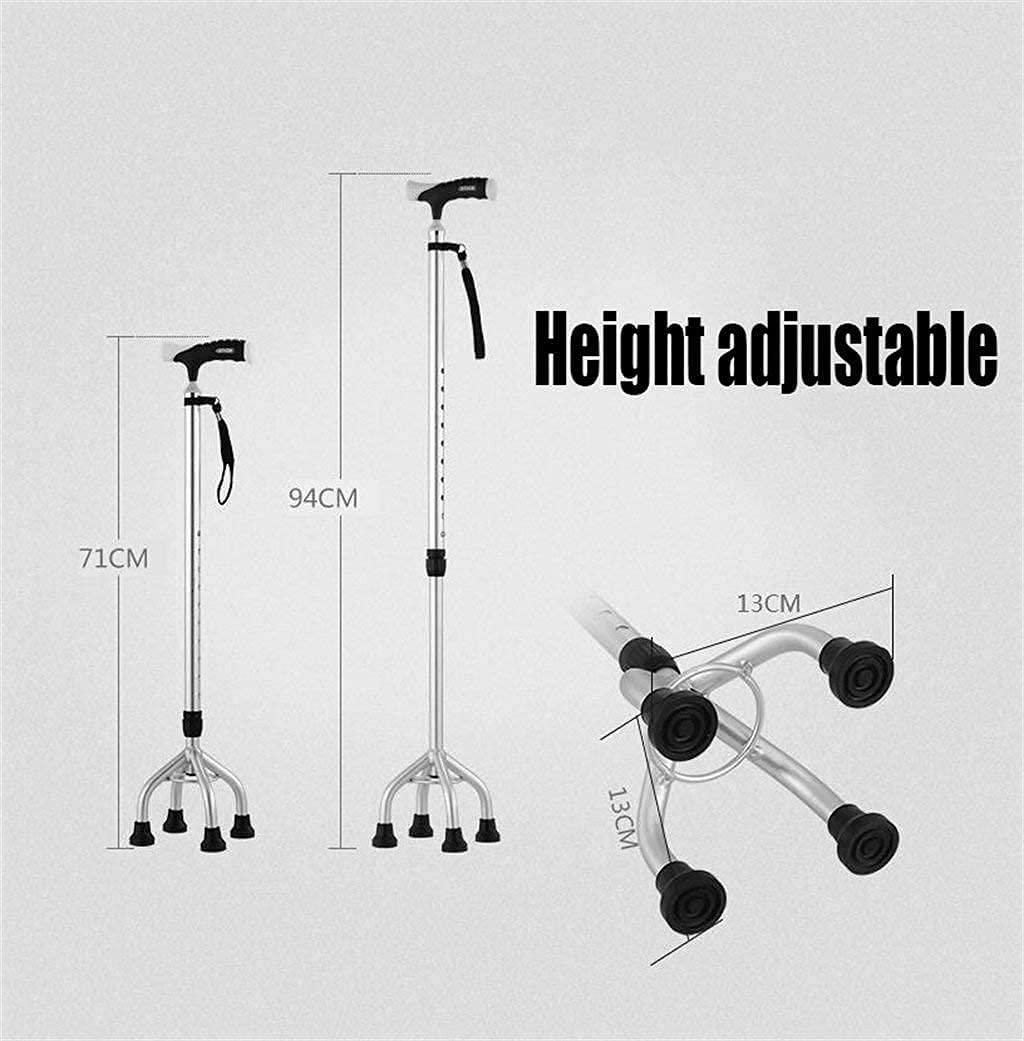 THIHIXEC Canes Walking Stick Walking Cane Holder Walking Stick Crutch for Old Man Elderly Telescopic Stable Non Slip Lightweight Height Adjustable with 4 Feets Golden Walki