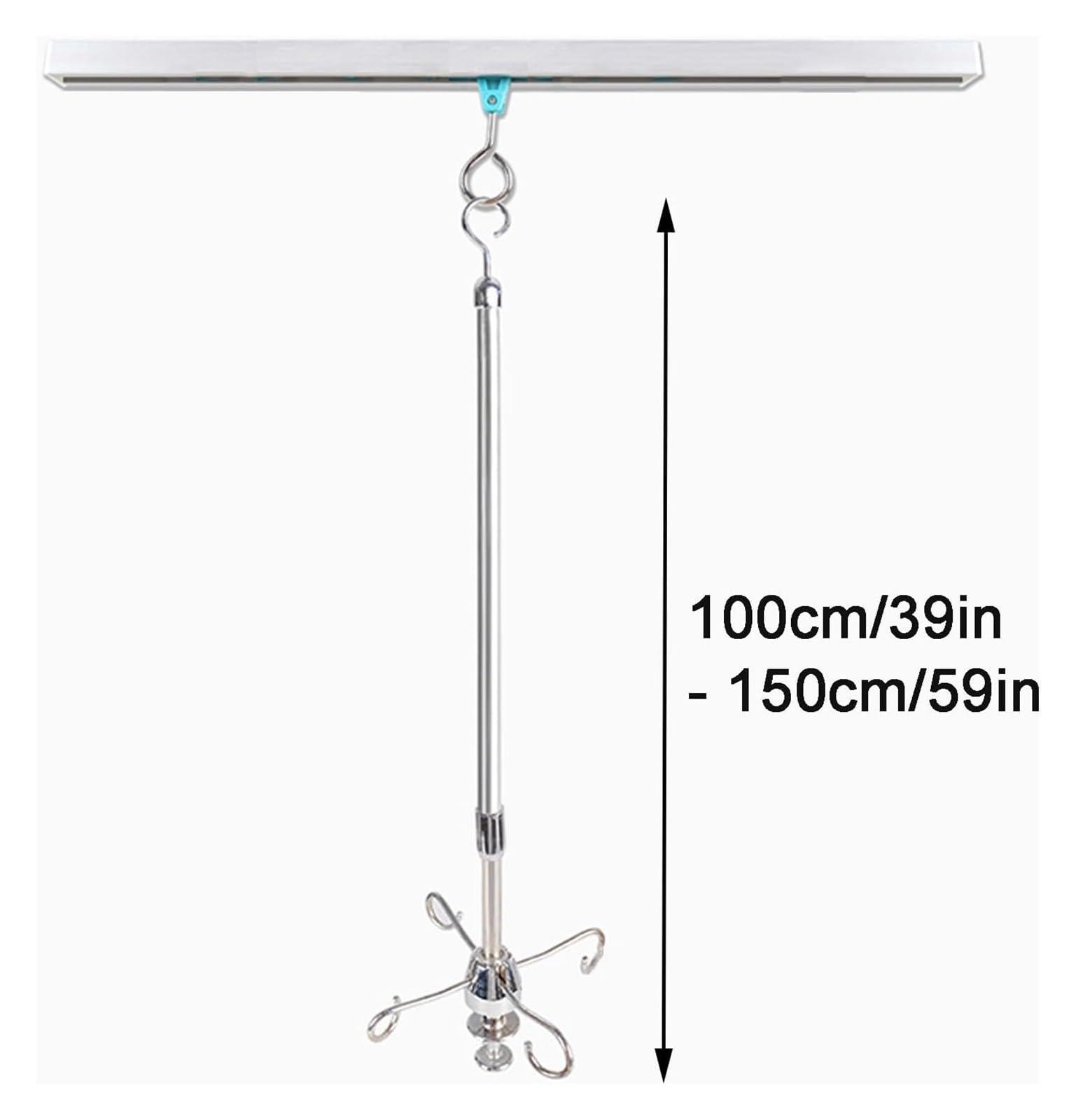 FreshCart Basics IV Pole,IV Pole with Wheels Adjustable IV Stand Medical IV Poles TelescopingStainless Steel IV Stand(Gray1,100 cm Track)
