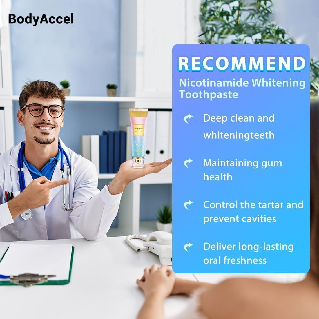 Sovtay Xoermioy Niacinamide Whitening Toothpaste, Bodyaccel Niacinamide Whitening Toothpaste, Bodyaccel Niacinamide Toothpaste, Dazzle White Toothpaste, Remove Stain and Whitening (3PCS)